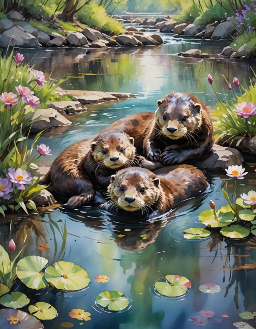 otterns in a stream