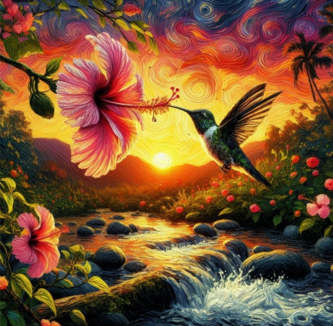 Humming bird at dawn