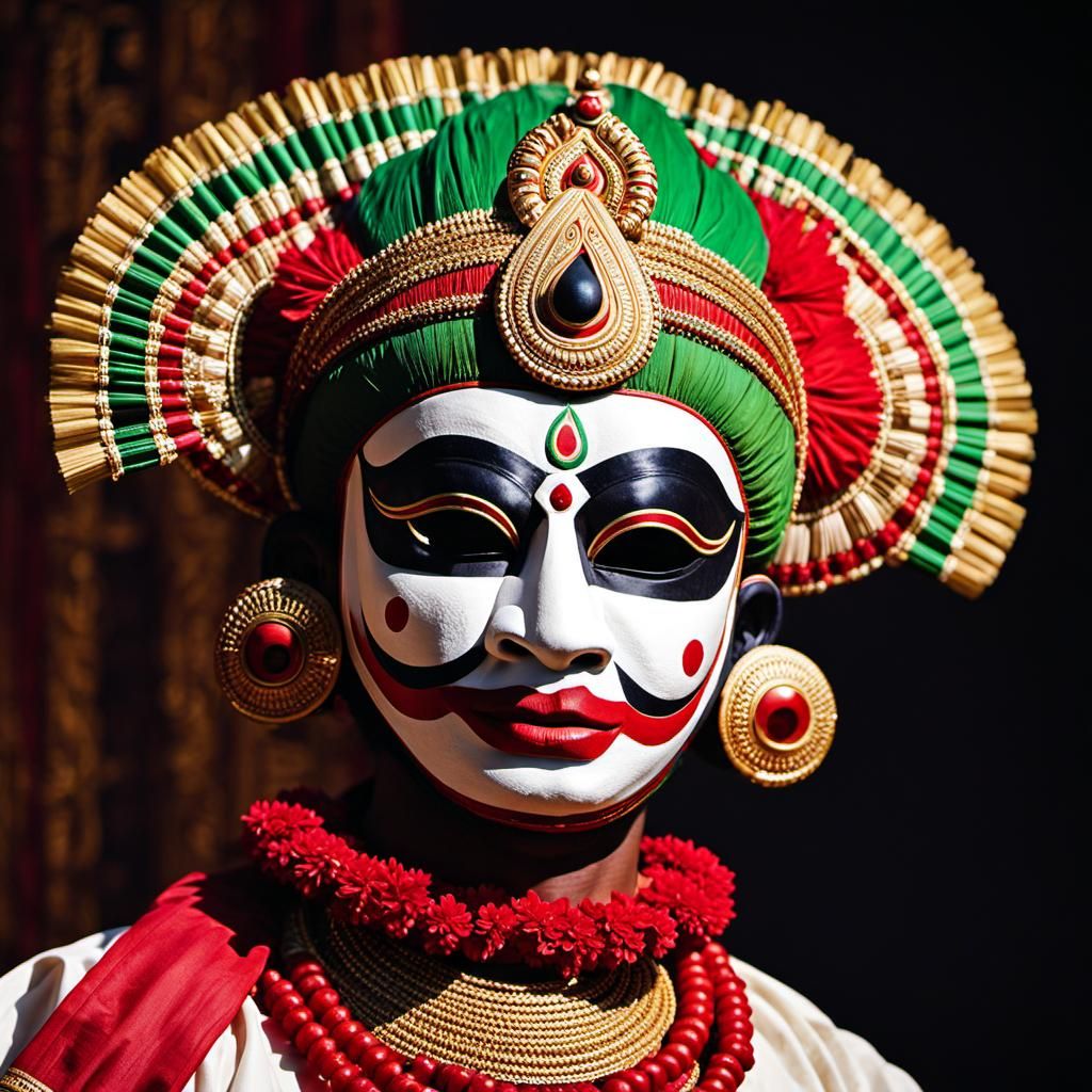 Traditional Kathakali Mask worn by Kathakali classical dance...