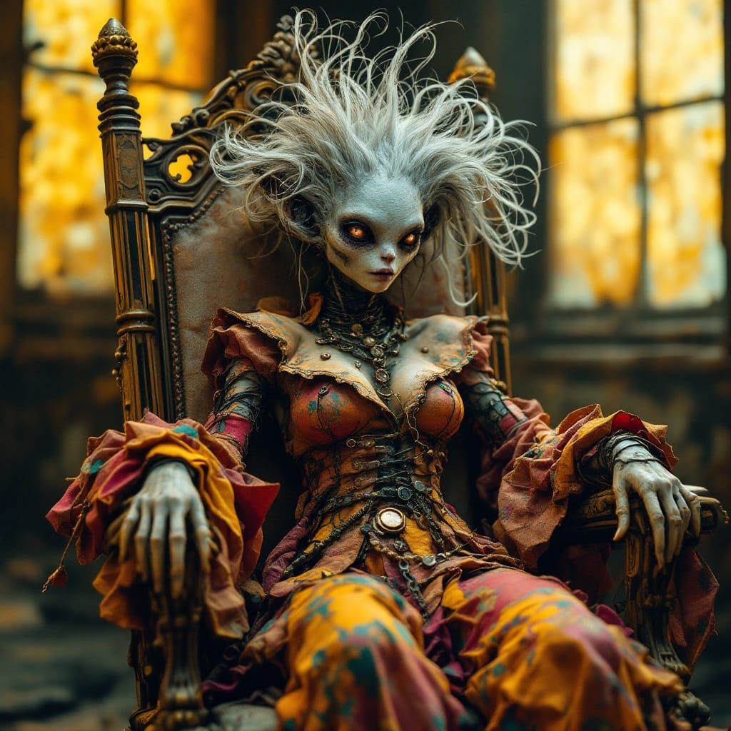 Enigmatic Alien Figure in Golden Haze