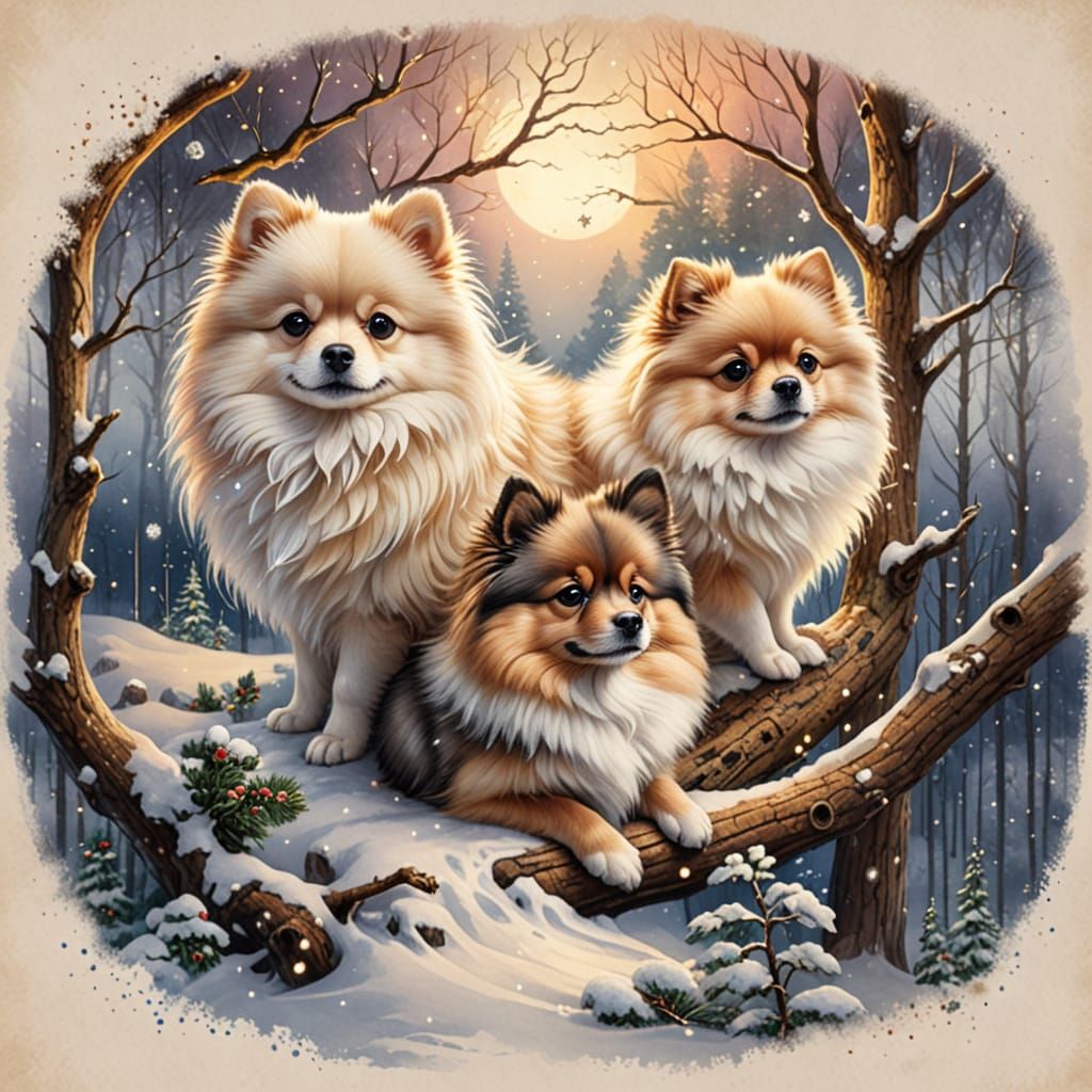 Pomeranians sitting in a Tree !!