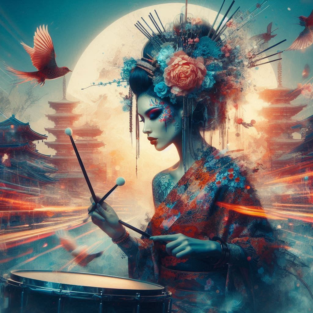 double exposure beautiful fantasy DALL-E 3 portrait landscape..