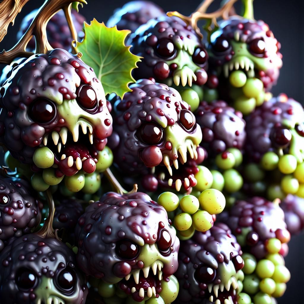 zombie grapes  by @Tiny Pearl Cat