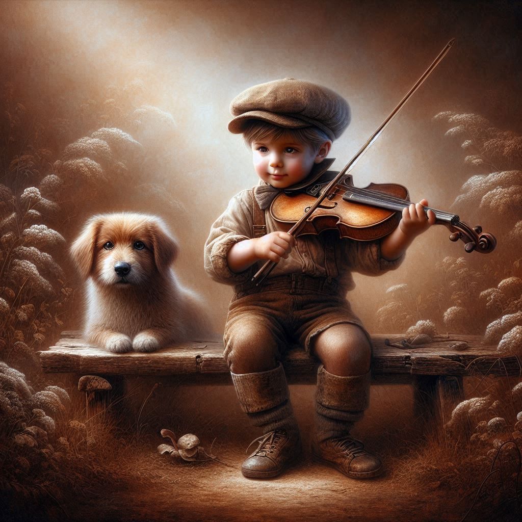 The Boy and his Violin 🐶🐶👍