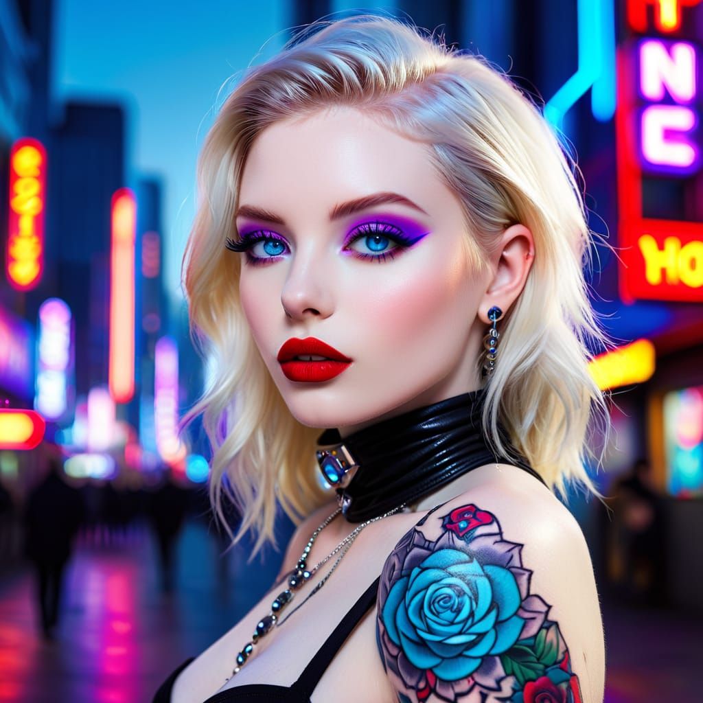 Tattoo cyberpunk woman