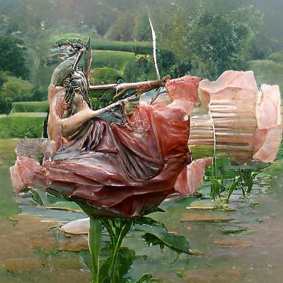 Statue of Artemis in a Rose Garden