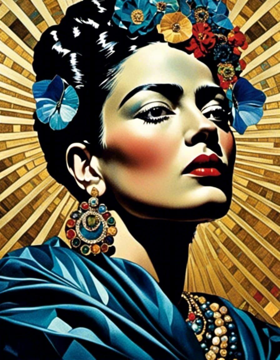 FRIDA Kahlo singing the blues <lora:Scrapbook Doodles:1.0> 