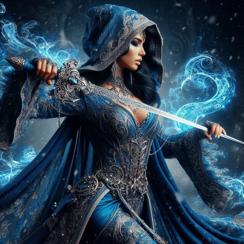 Blue Lady warrior by DALL-E 3 (03)