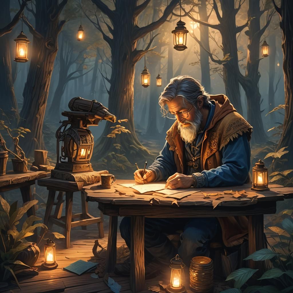 Cozy Forest Letter: Fantastical Concept Art