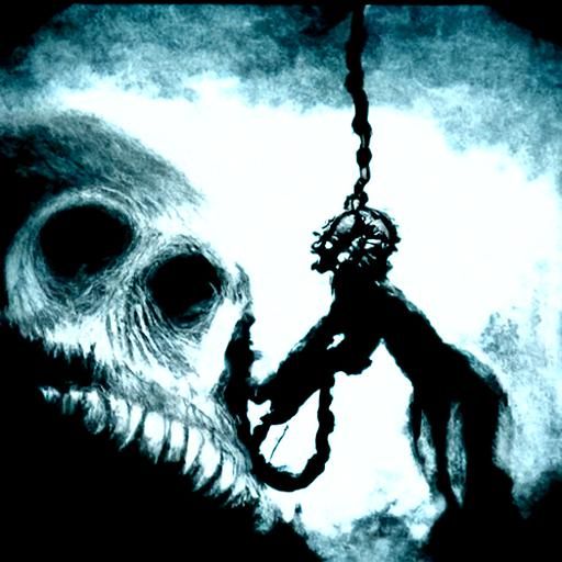 Noose around the neck of a skeleton