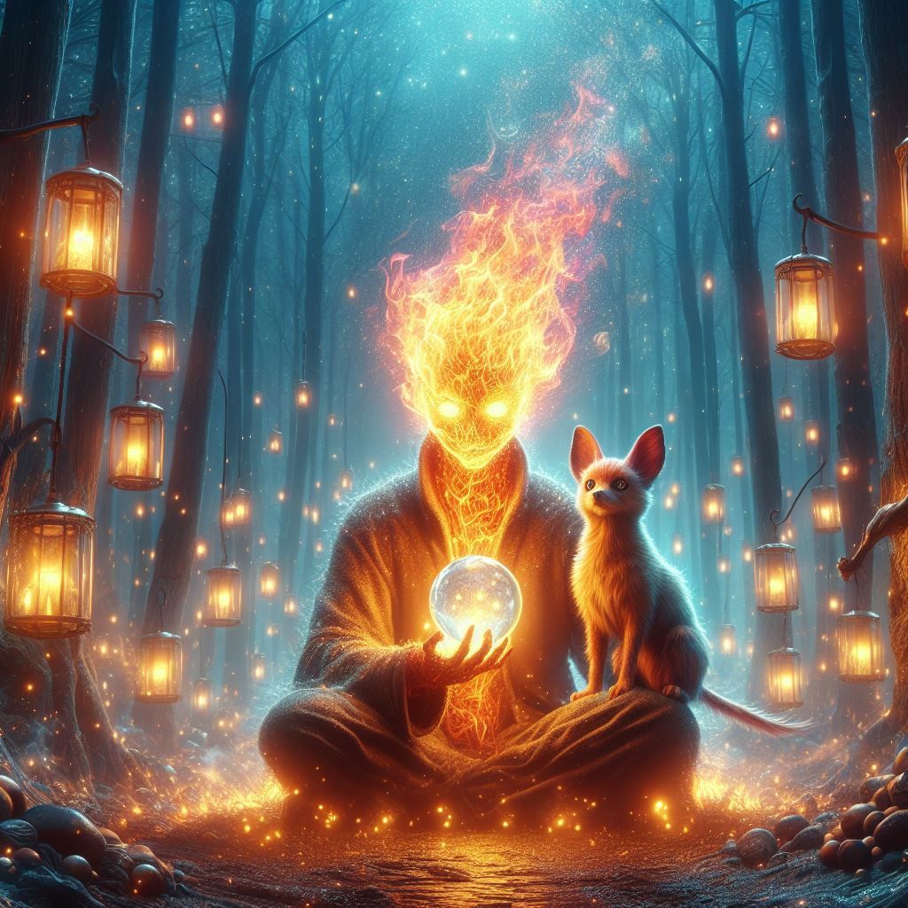 Man of Fire in enchanted forest