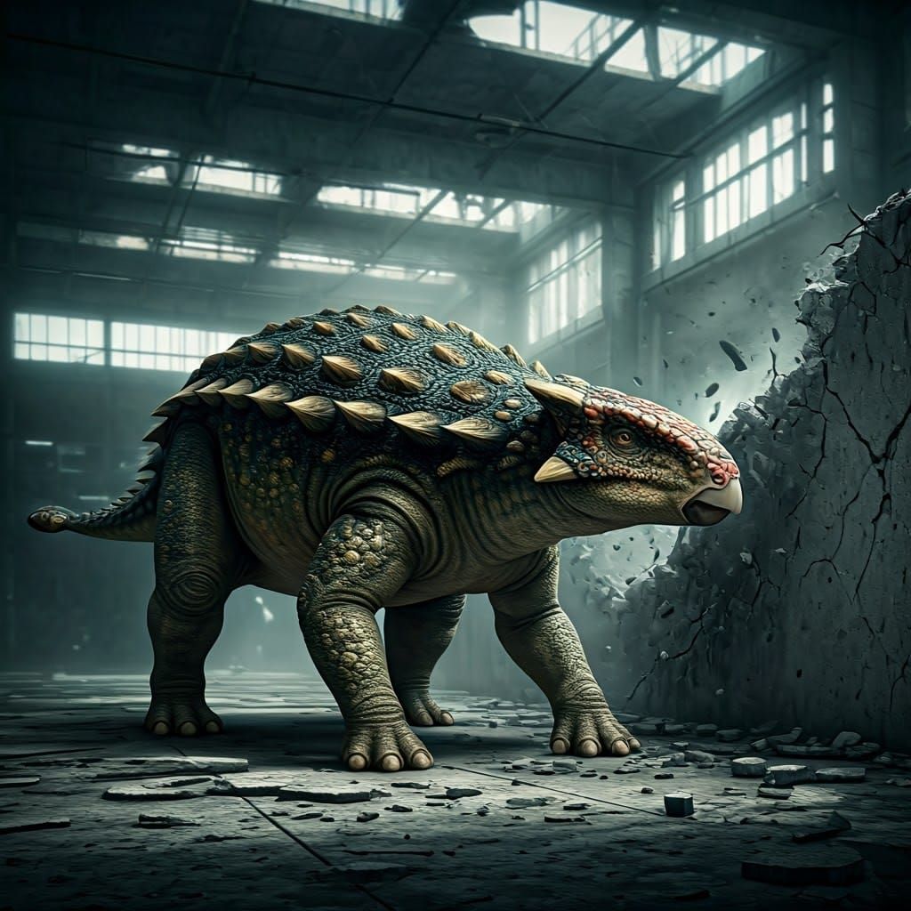Ankylosaurus in the city  by @Helvetica_