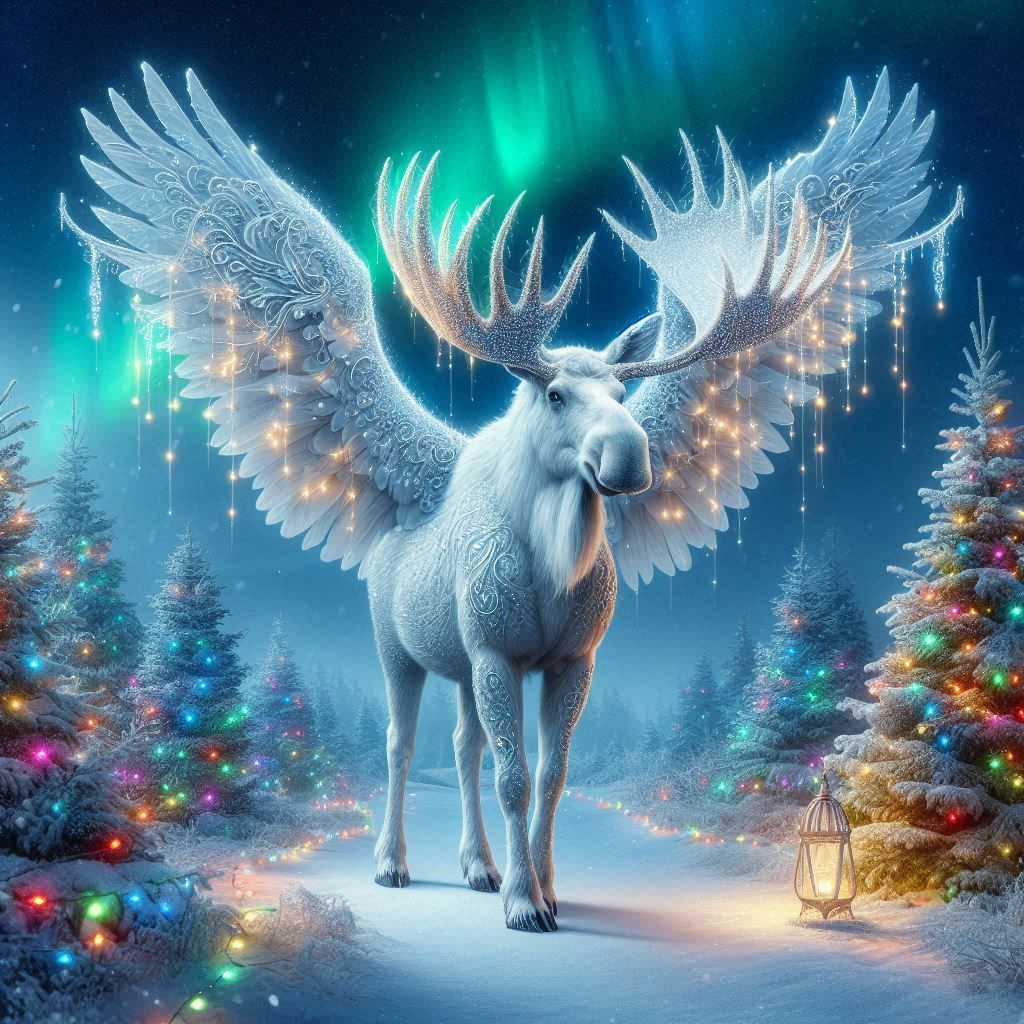Mystical white moose
