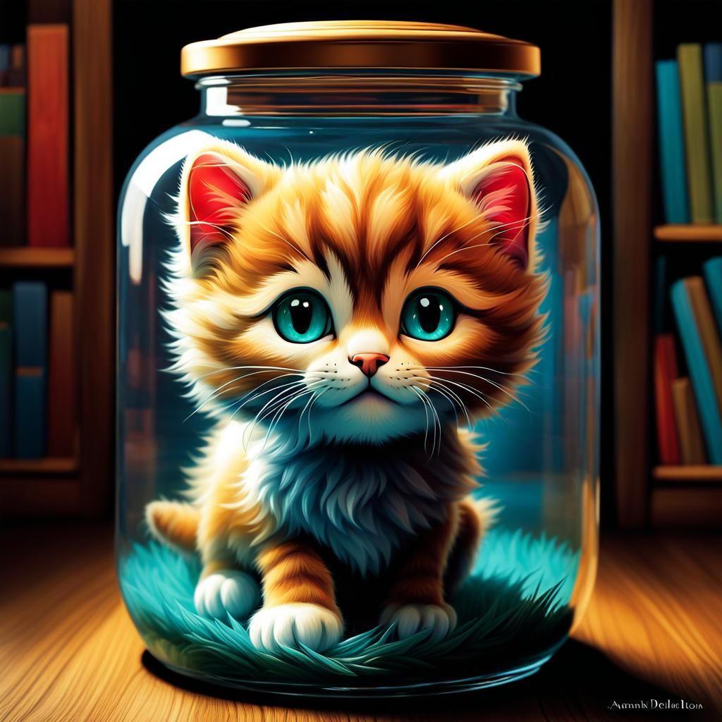 Kitten in jar