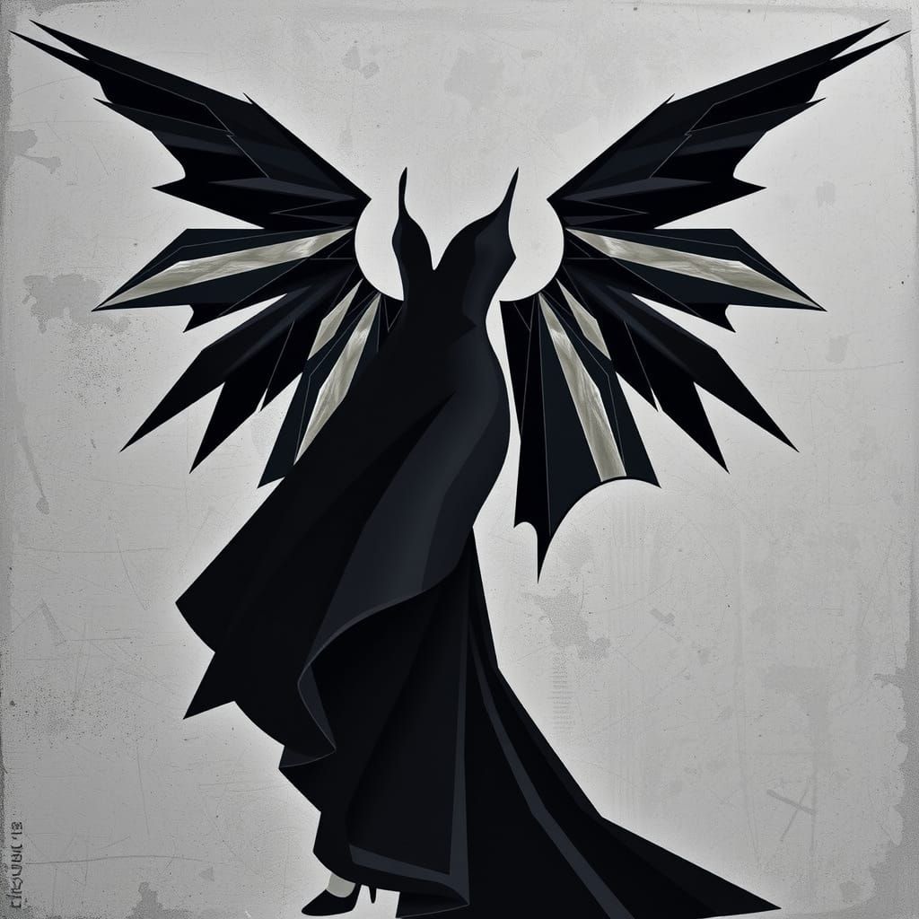 Black on black cubism evening gown , black geometry of cubis...