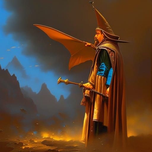 Wizard oil painting by James Gurney