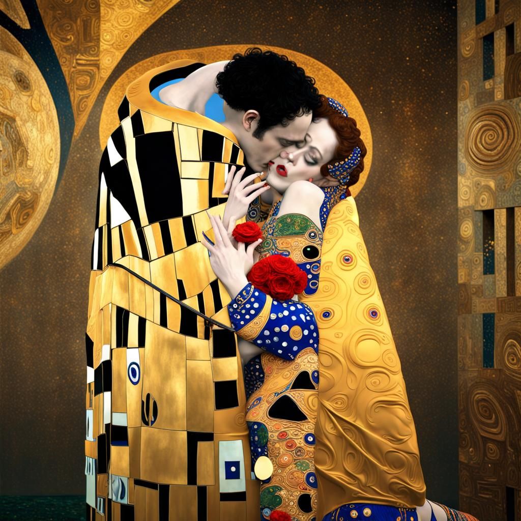 Gustav Klimt the Kiss 3d version