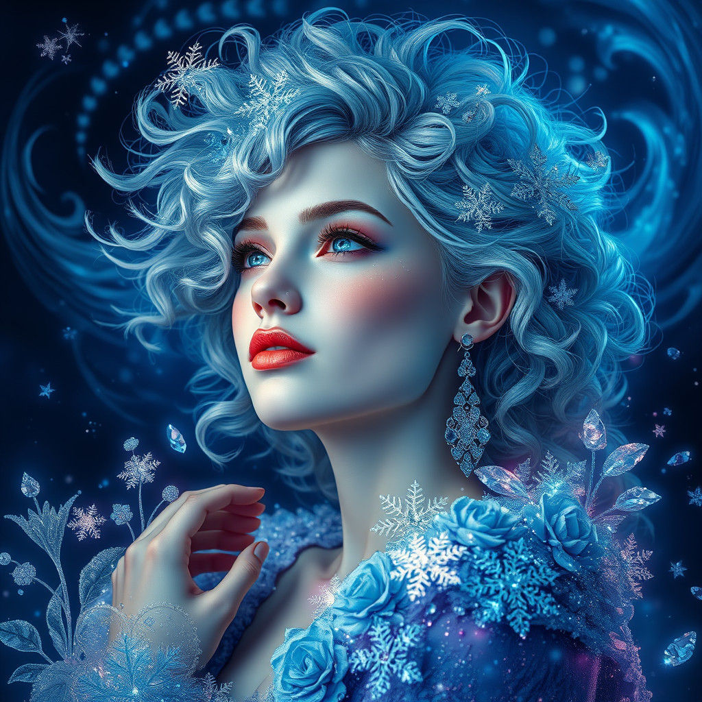 Ethereal Woman with Aurora in Digital Art Style