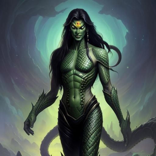 klingon venusian alien hybrid with snake tail torso