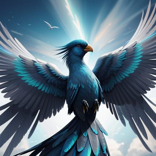 טירה מוזהבת צפה על עננים ורודים ולבנים, עם מפלים של אור שיורדים ממנה לשמיים. - Start Image 1