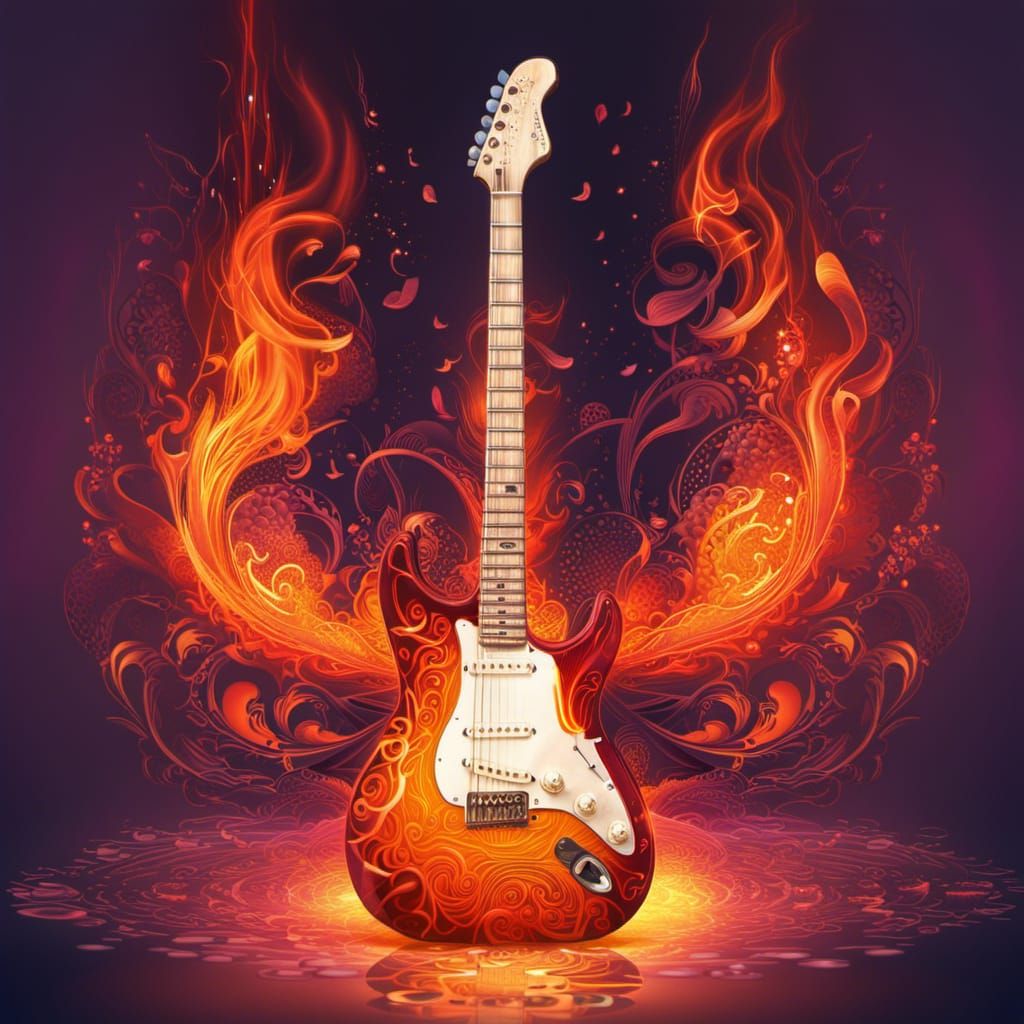 Burning Guitar Variation - AI Generated Artwork - NightCafe Creator