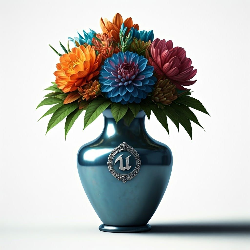 Intricate Fantastical Floral Vase in Studio Lighting