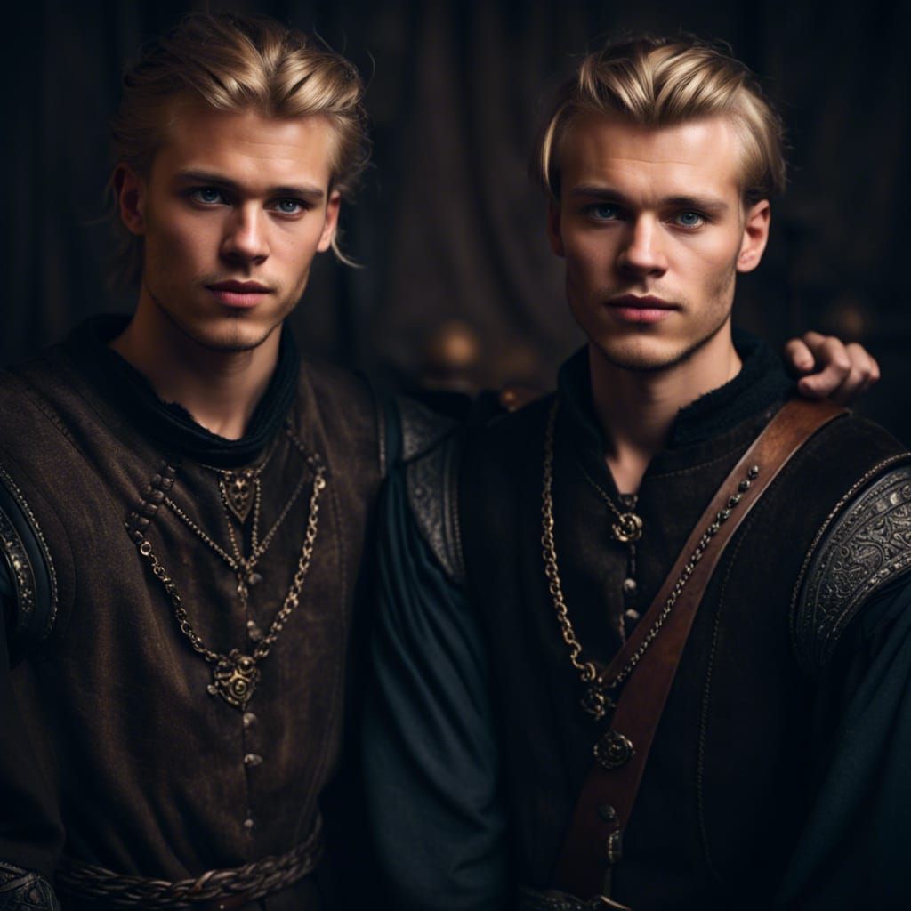 Dark Medieval Norwegian young men in love together