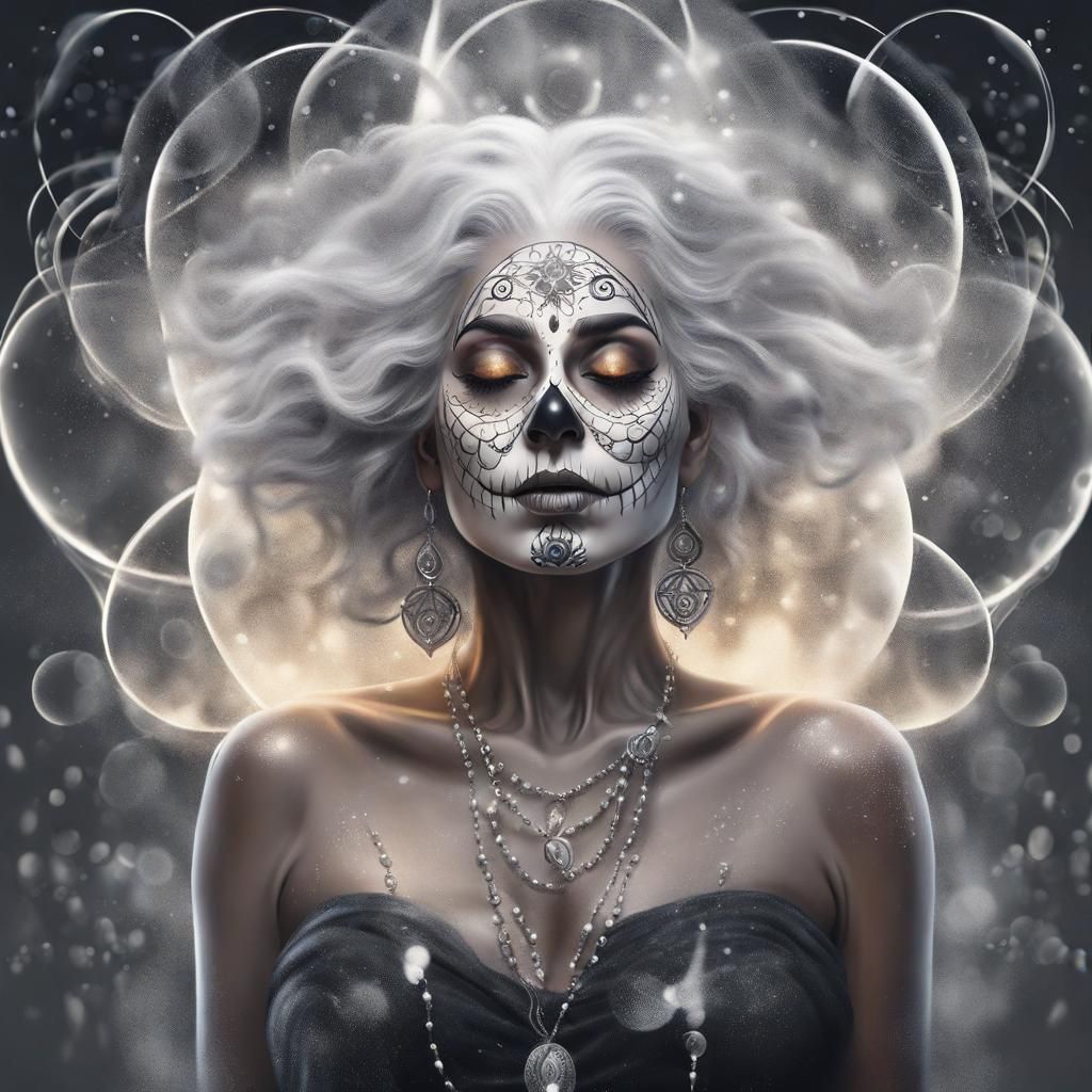 Mesmerizing curvy gray haired beautiful Pagan Woman radiatin...