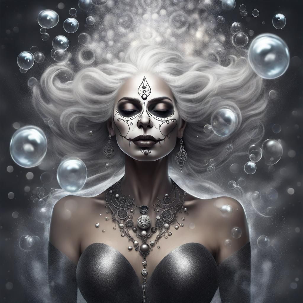 Mesmerizing curvy gray haired beautiful Pagan Woman radiatin...