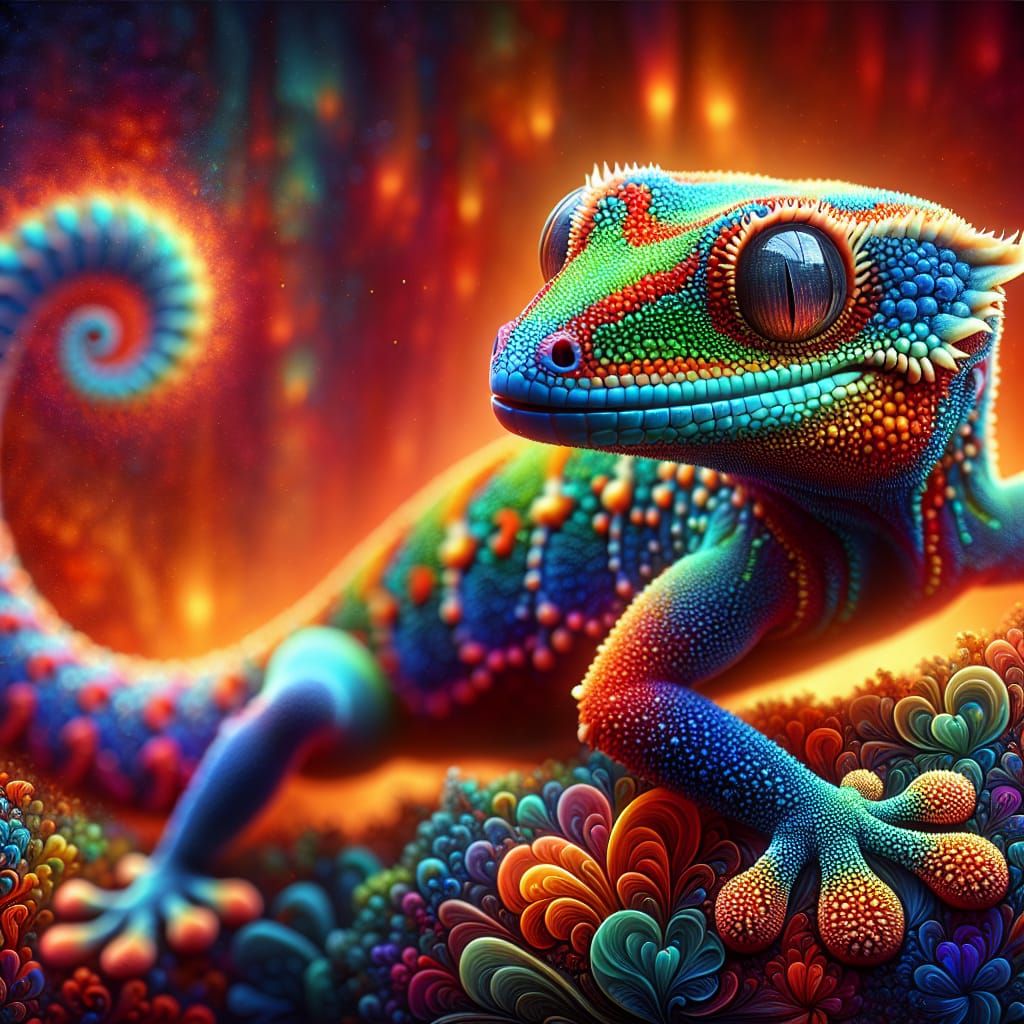 Ornate Day Gecko  by @Astronomic_Boss