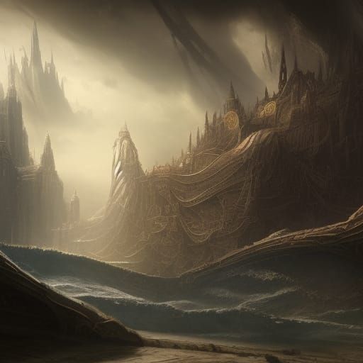 Near them, on the sand,
Half sunk a shattered visage lies, w...