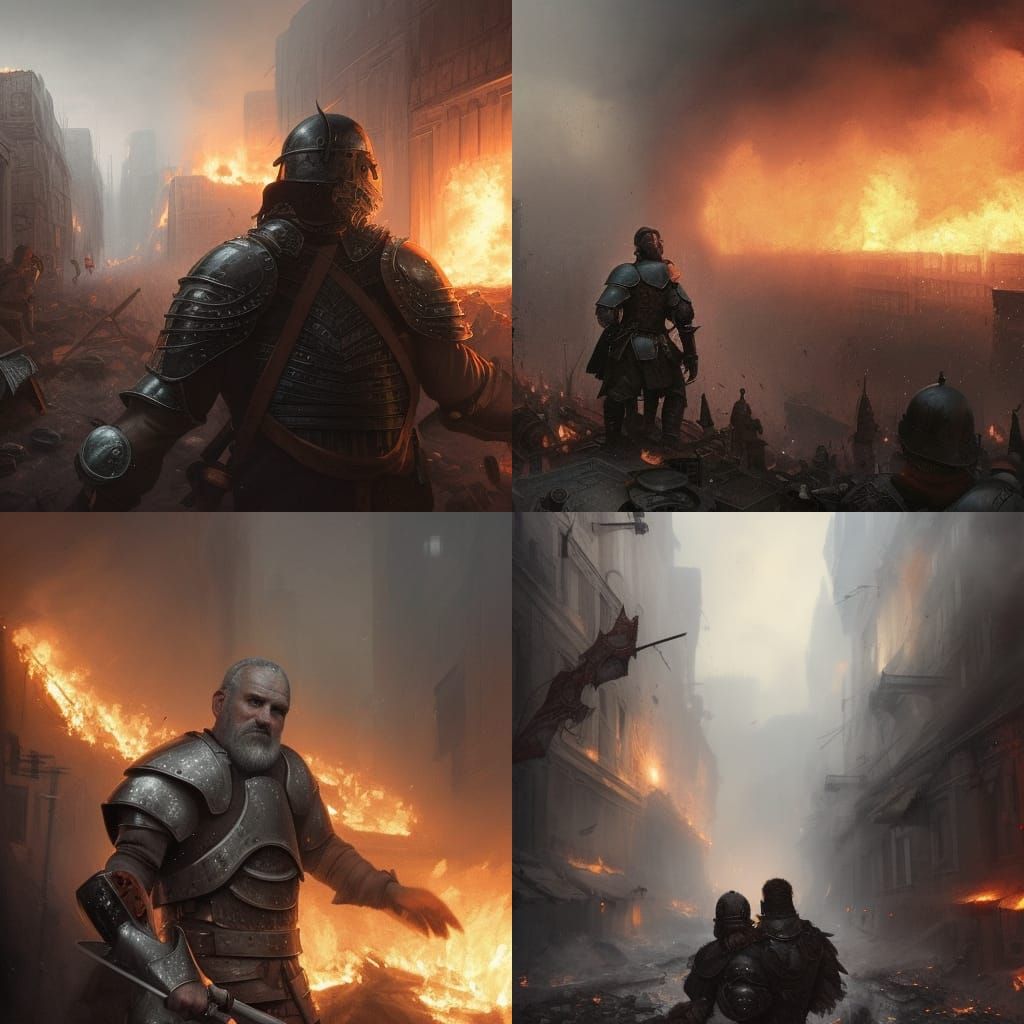 man with a small beard and gray hair dressed in plate armor ...