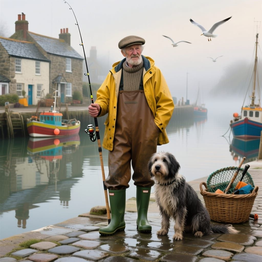 דייג עם כלבו