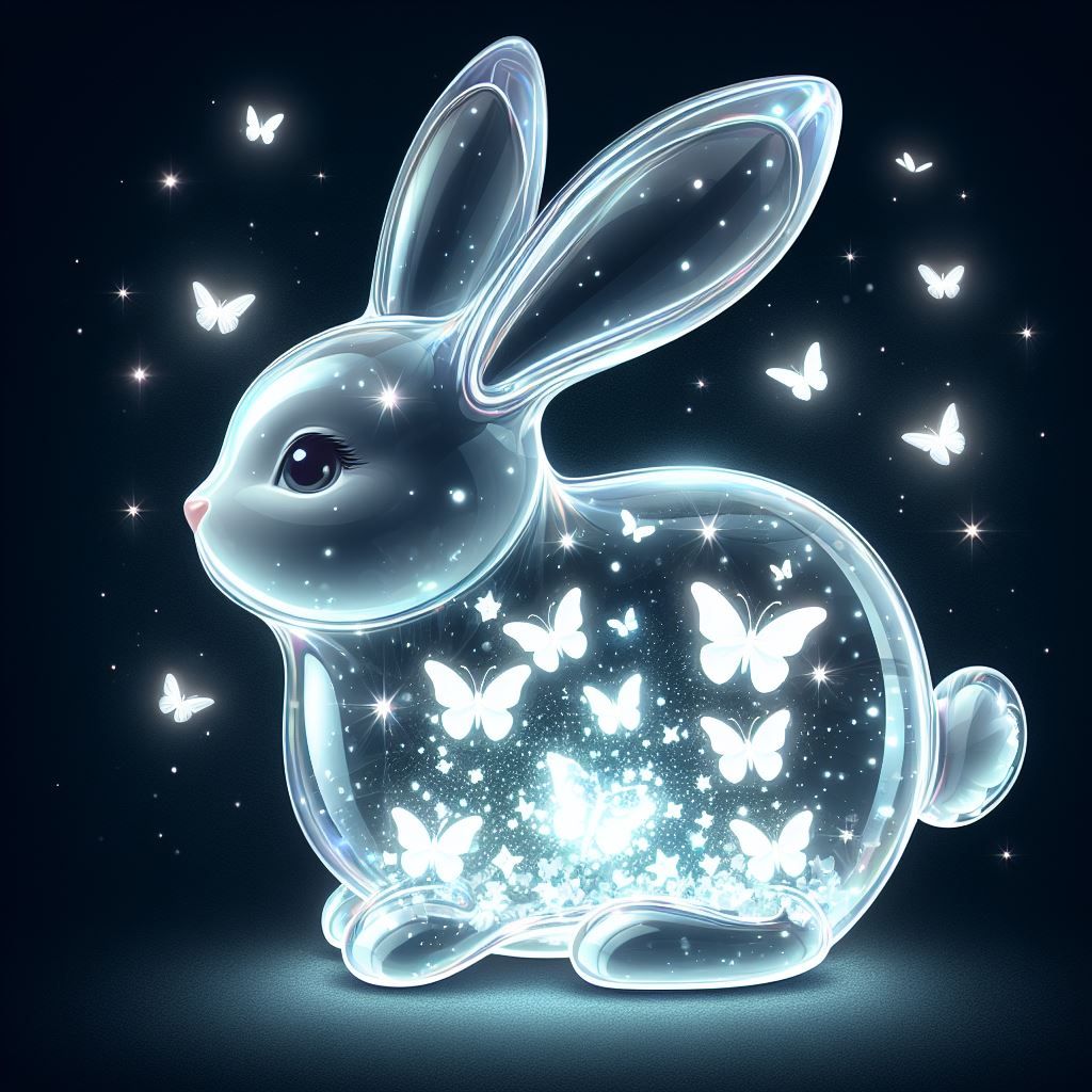 Glass rabbit with butterflies