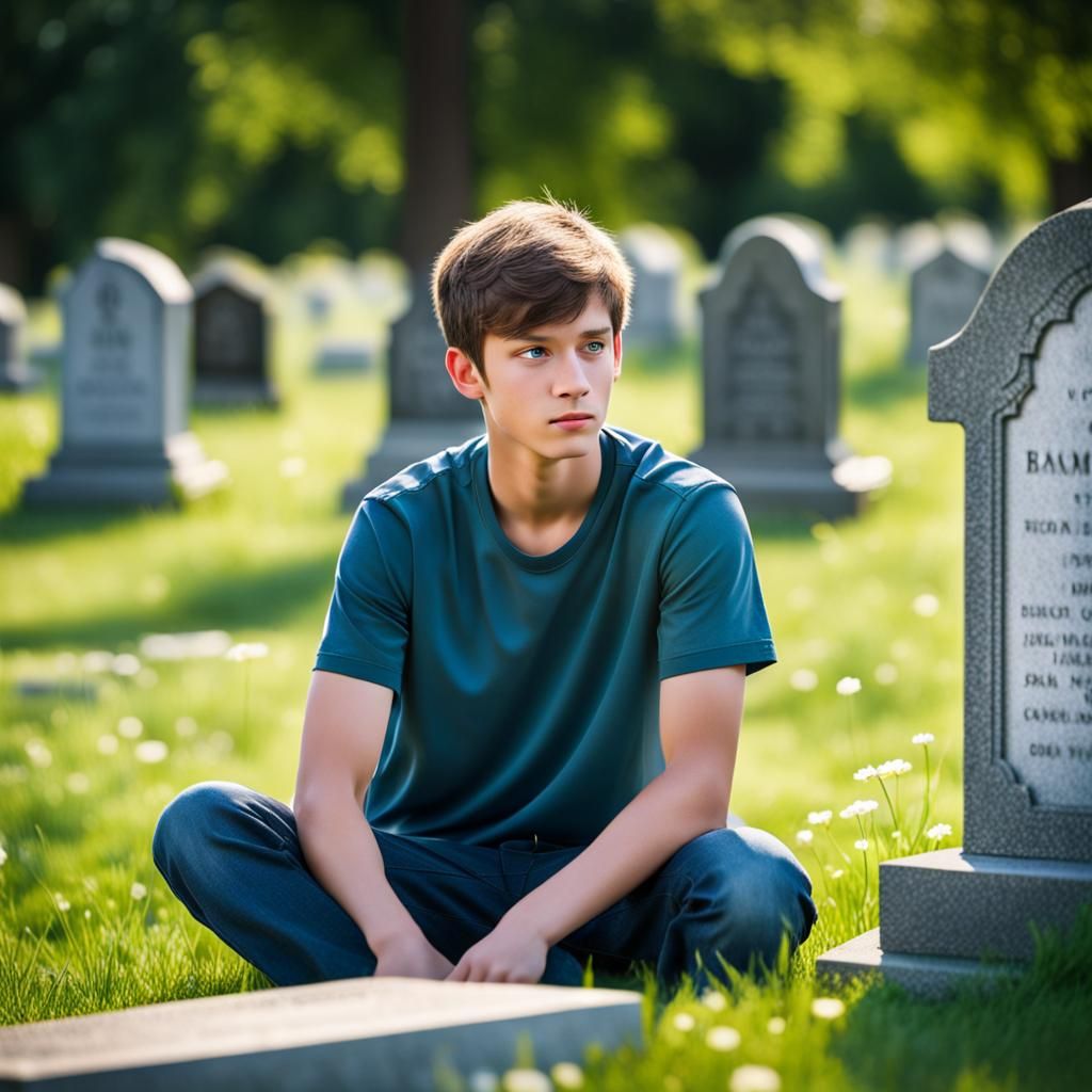 Teenage boy grieving death of mother
