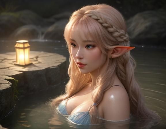 A close-up of a twenty-something beautiful elf like Briar Ro...