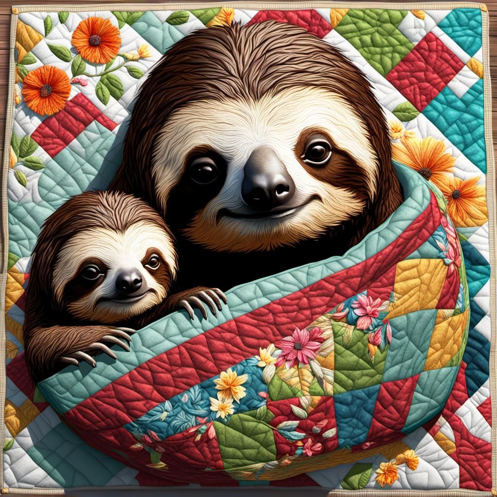 Quilted sloths - AI Generated Artwork - NightCafe Creator