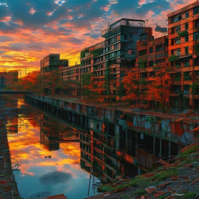  <lora:MJ6 Dark Fantasy DS8:1.0> A post-apocalyptic wasteland reclaimed by nature