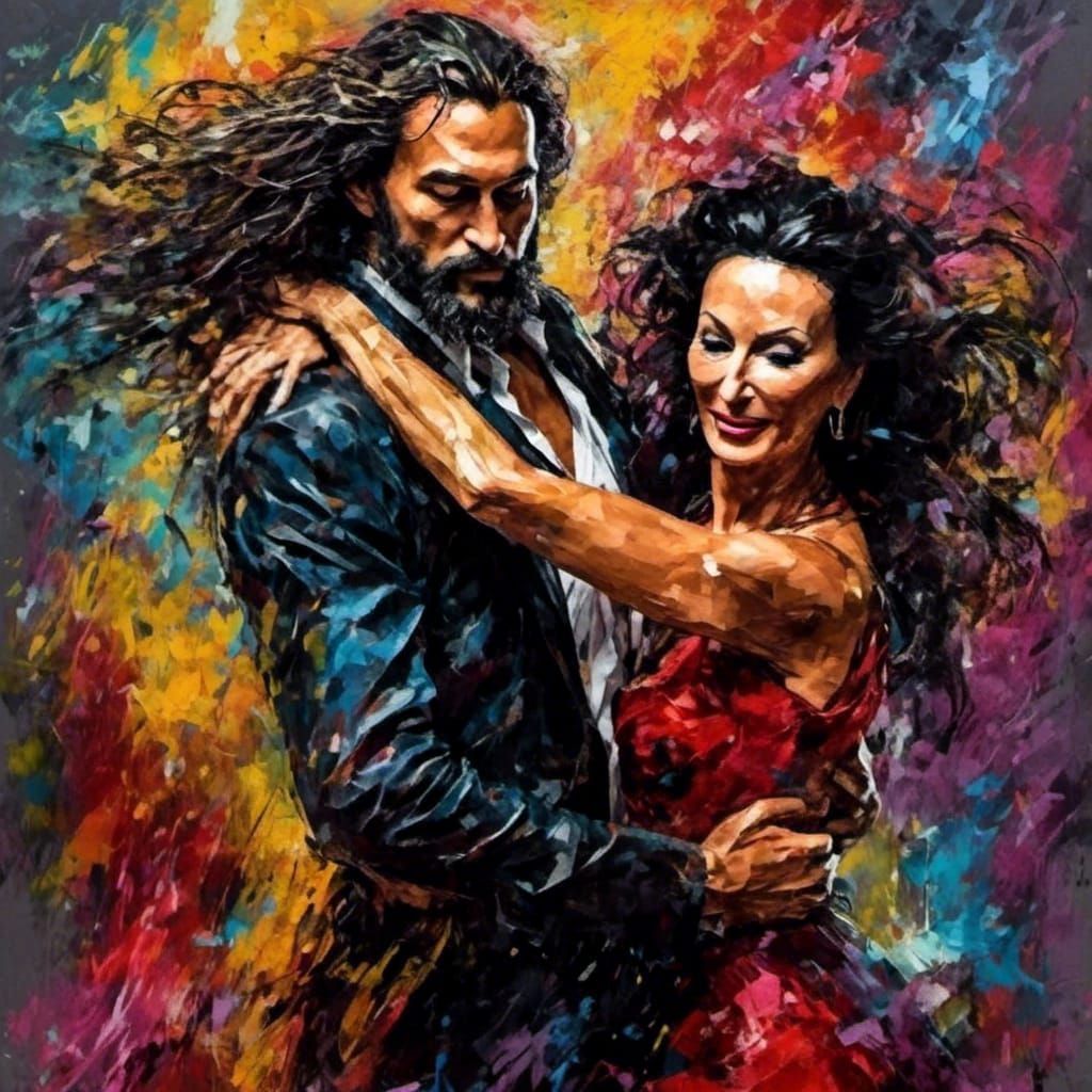 Sicilian Couple Dancing in Glitchcore Style