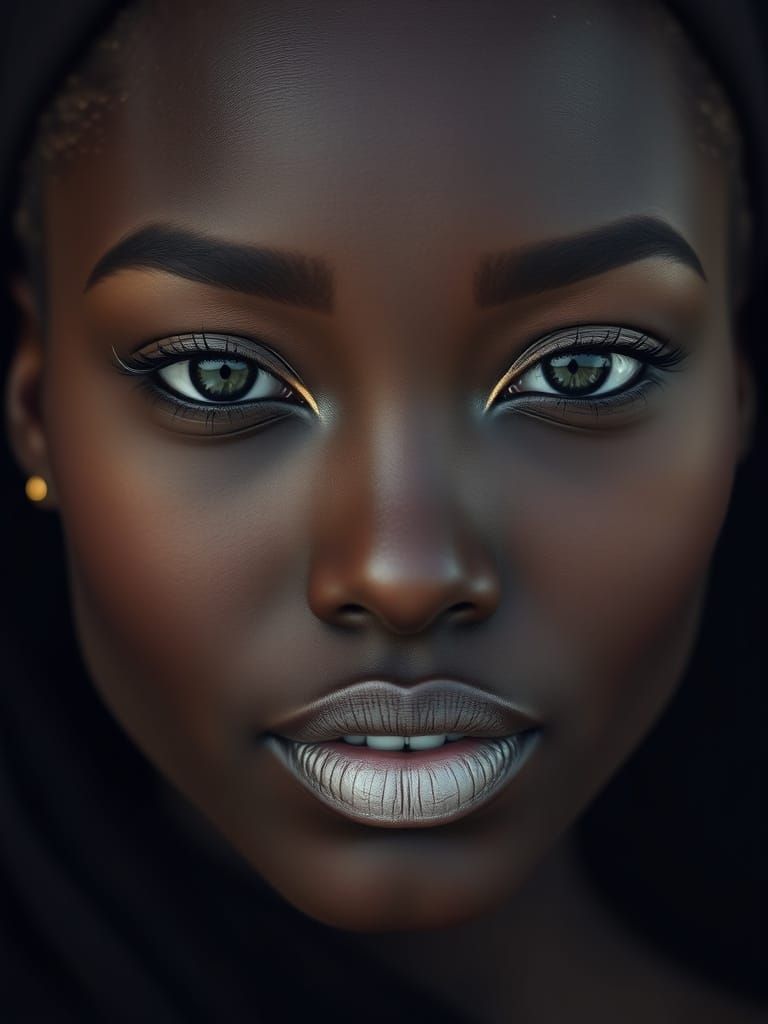 Luxurious Dark Beauty in Winter Elegance