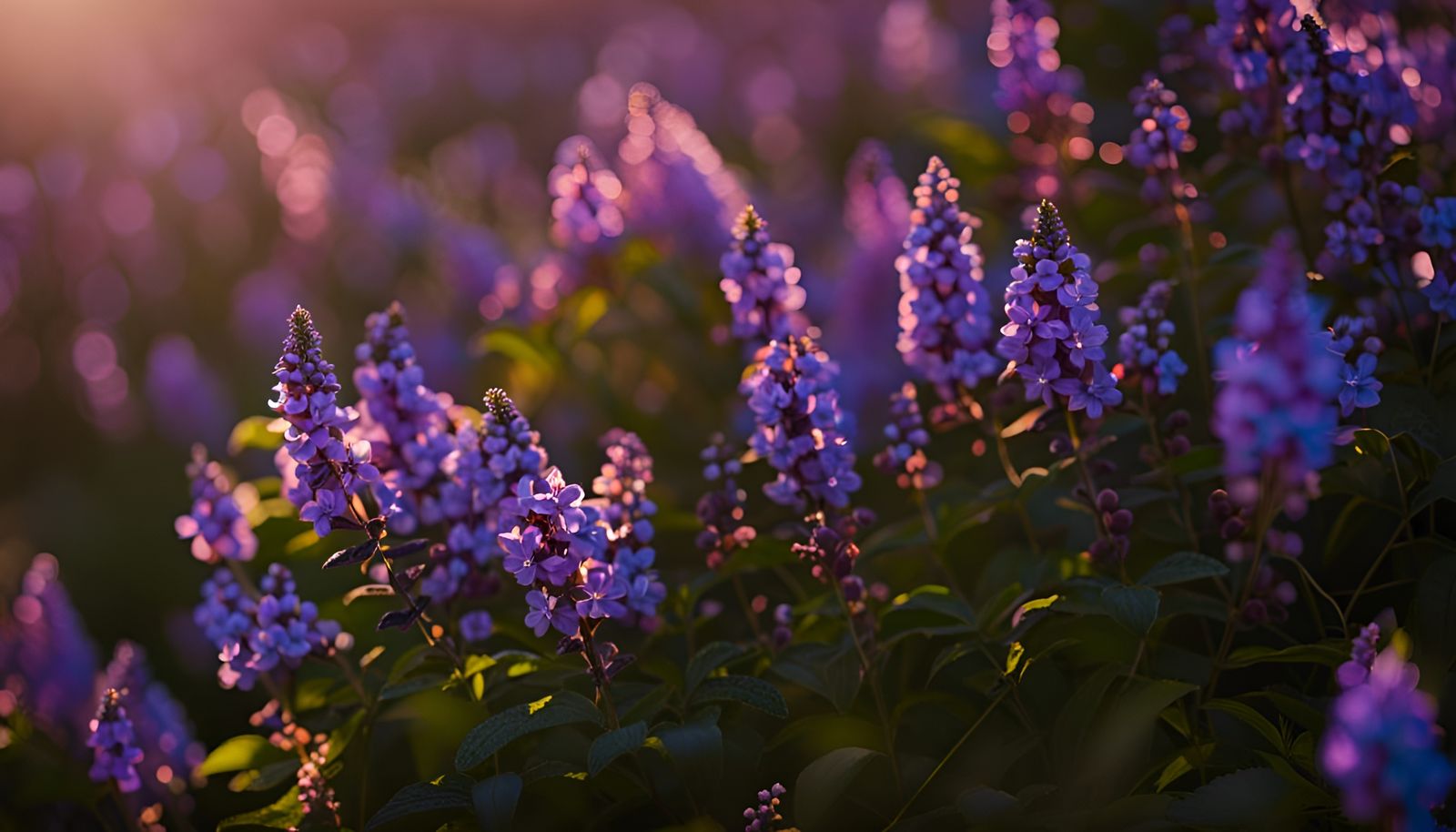 Radiant Lilac Field in Golden Hour