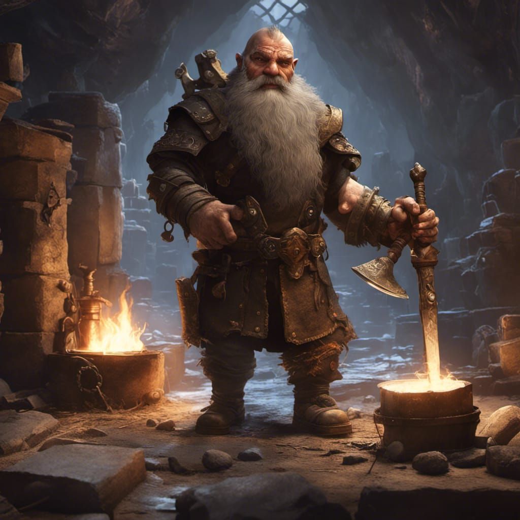 A dwarf forging in a smith - AI Generated Artwork - NightCafe Creator