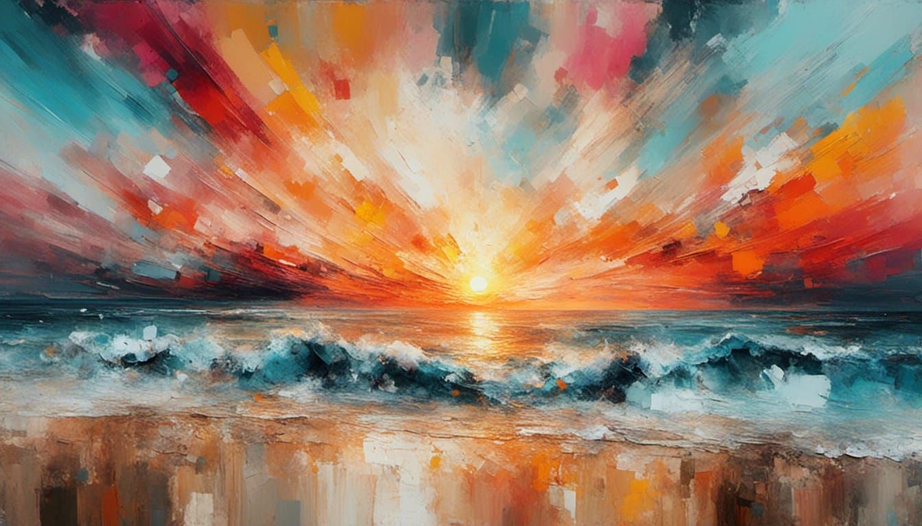 <lora:Abstract landscapes:1.0> Abstract sunset on a beach