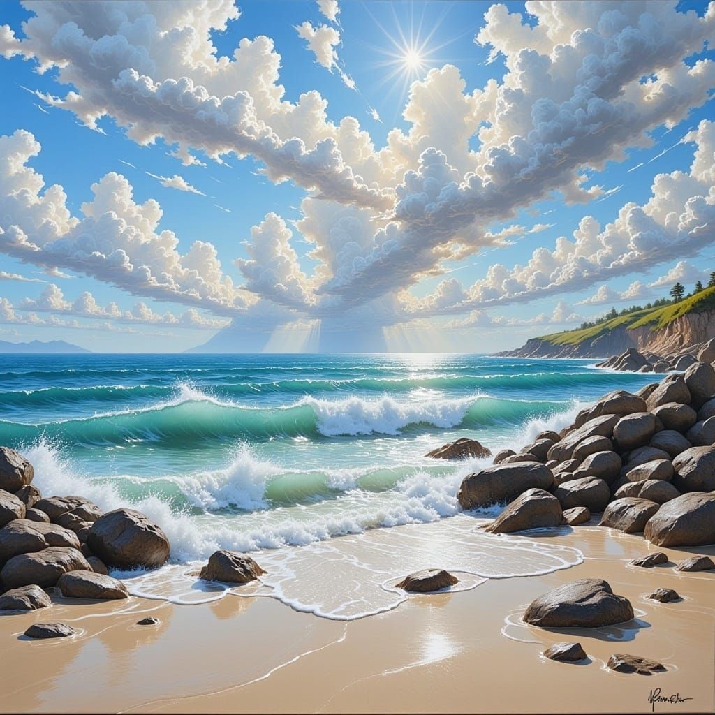 <lora:Holy FluxaMOly:1.0> A little hit by the seashore, messy oil painting