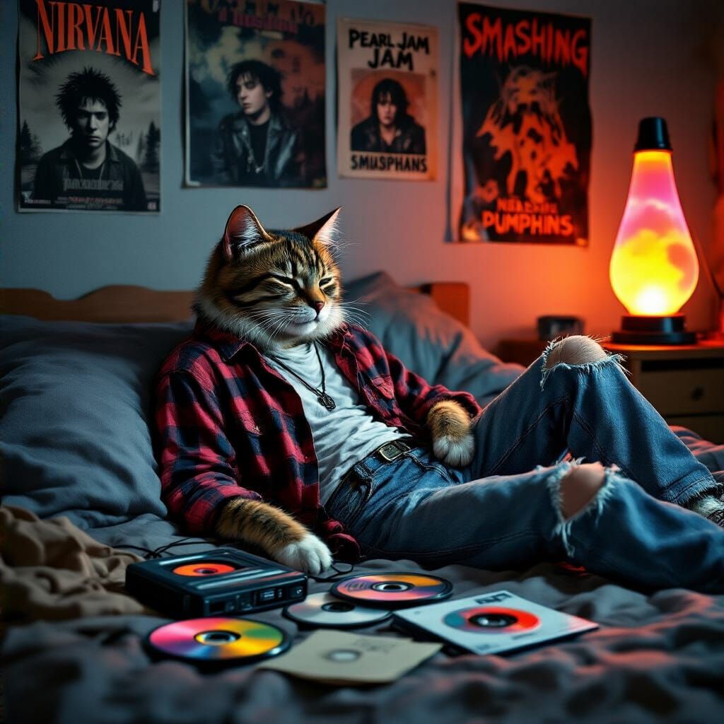 90's Grunge Cat  by @Rogue Bayman