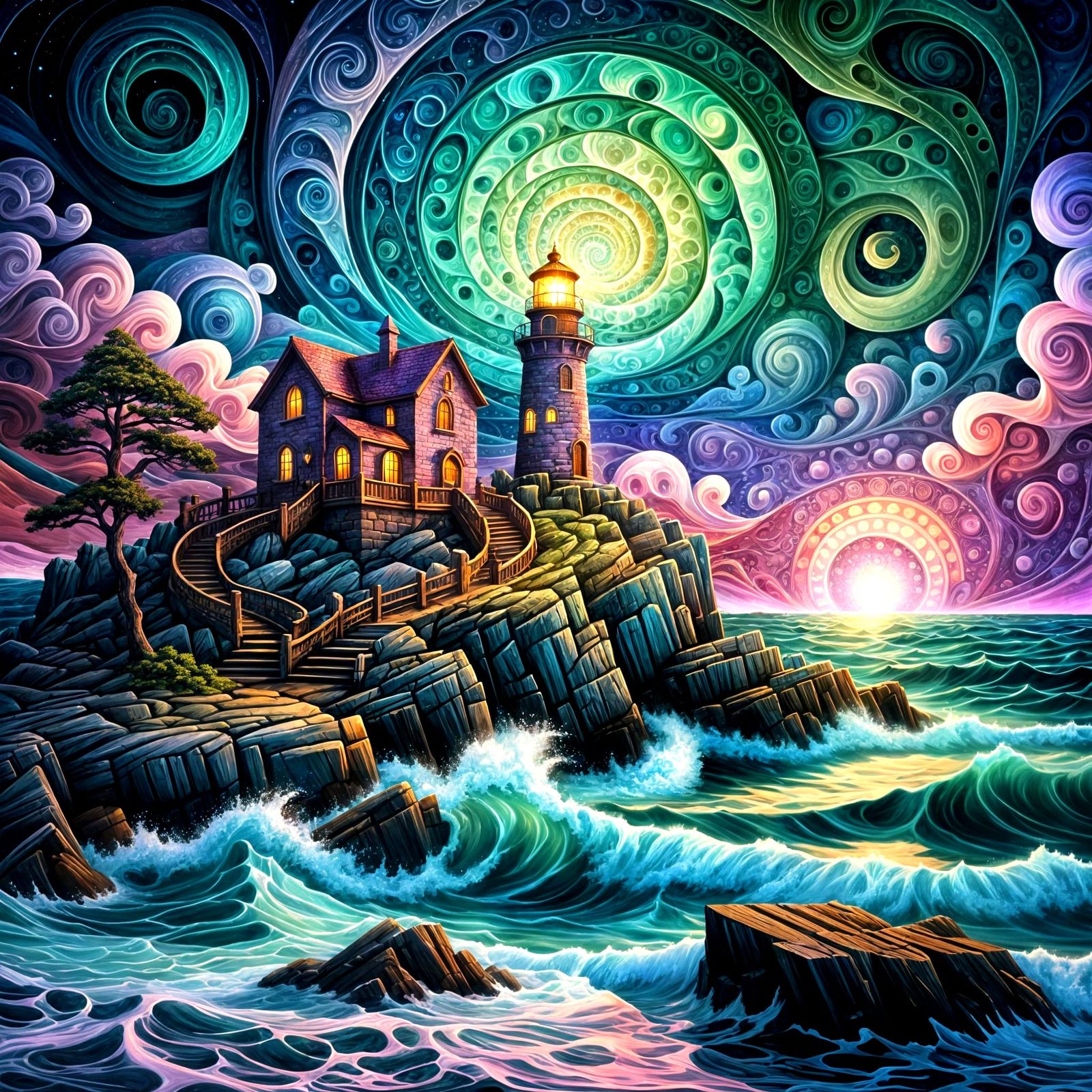 Fractal Point Lighthouse Daily challenge 728 NightCafe Creator