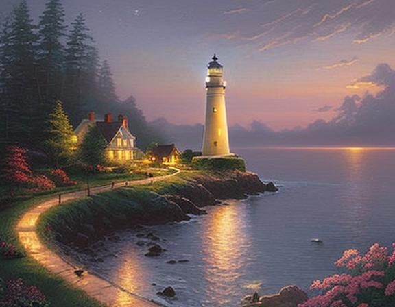 Lighthouse Thomas Kinkade AI Generated Artwork NightCafe Creator   YtpmzN1tNhSaDi1Bp6zb  1  Lzrh1 