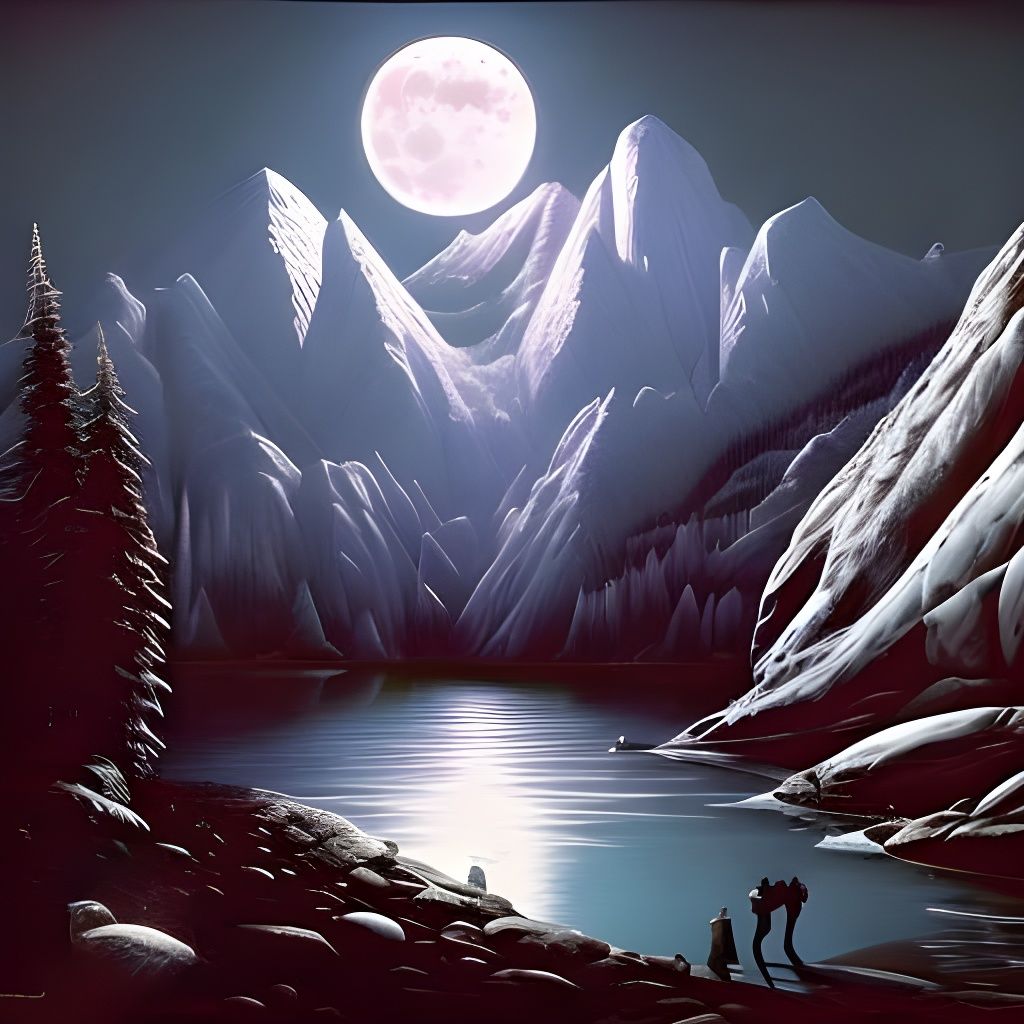 Mountains under the Moon