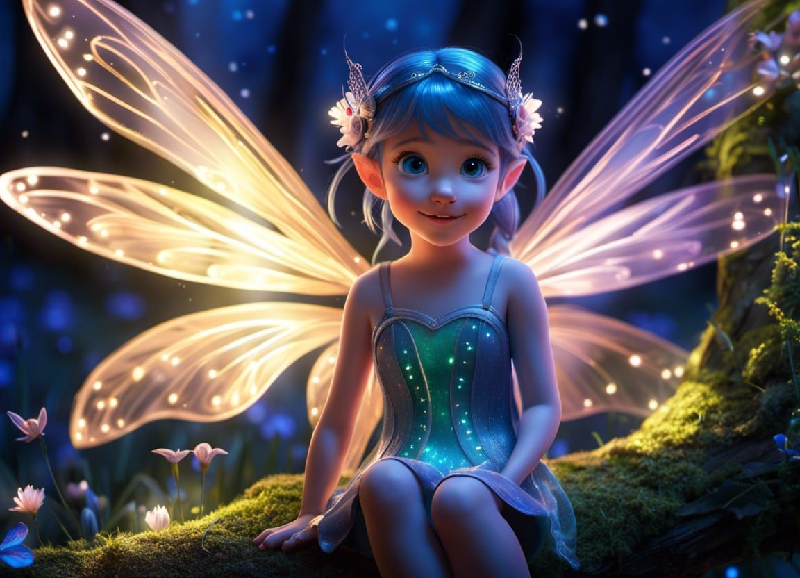 Beautiful small pixie fairy enjoying beautiful night v.3 - AI Generated ...