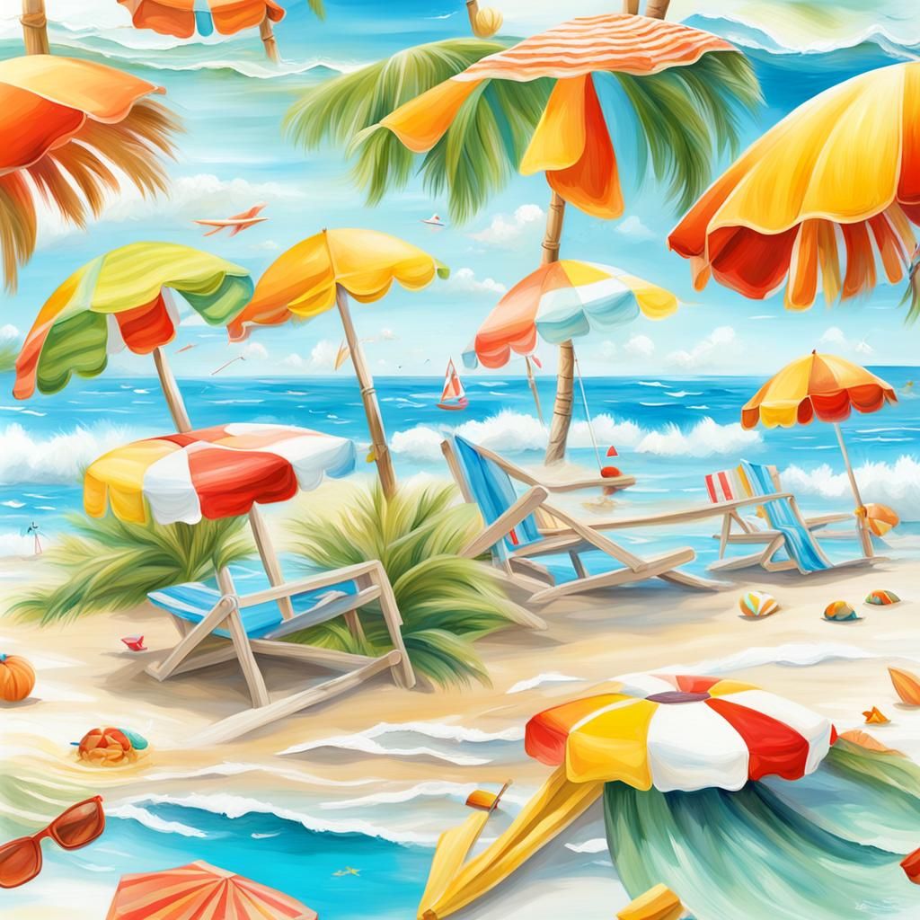 Summer Beach Written papers,
appropriate colors, 
hyper real...